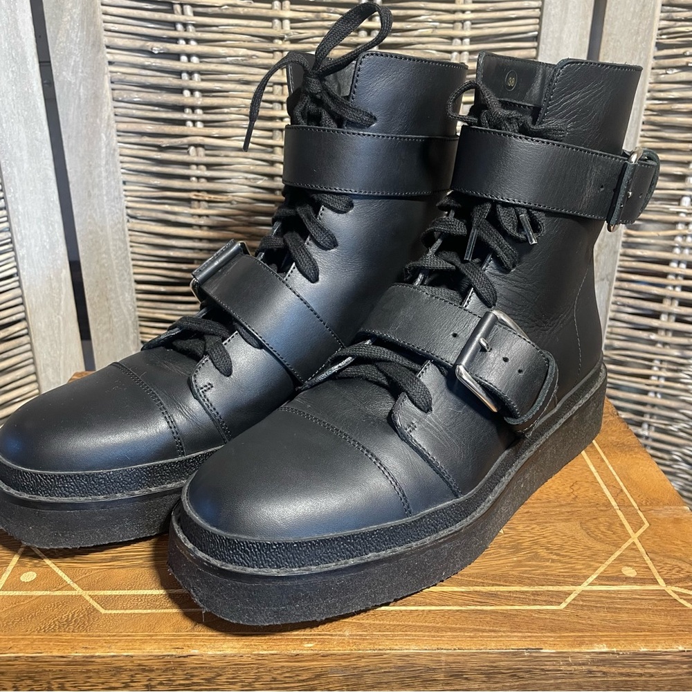 Marni Black Leather Buckle Ankle Boots - size 38